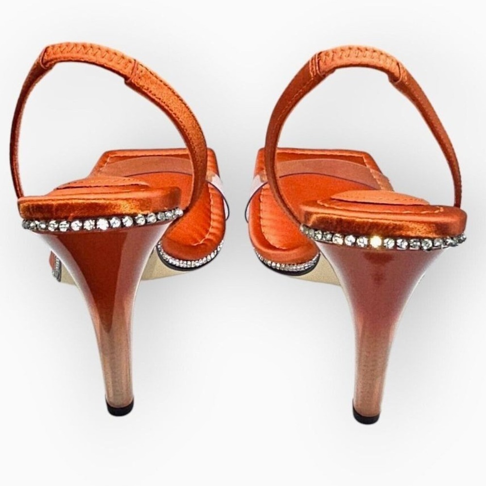 Crystal Crush Lucite Rhinestone Orange Stiletto Sandal by Good American SZ‎ 6.5 - Picture 3 of 8